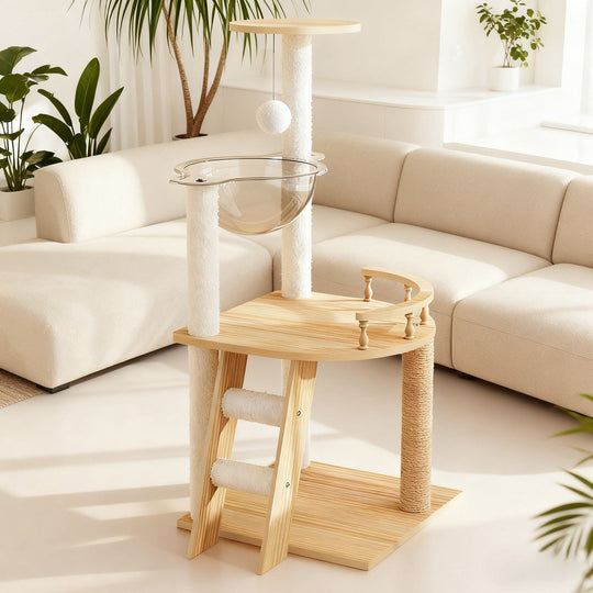 Cat Tree Tower 41" with Acrylic Hammock & Sisal Posts