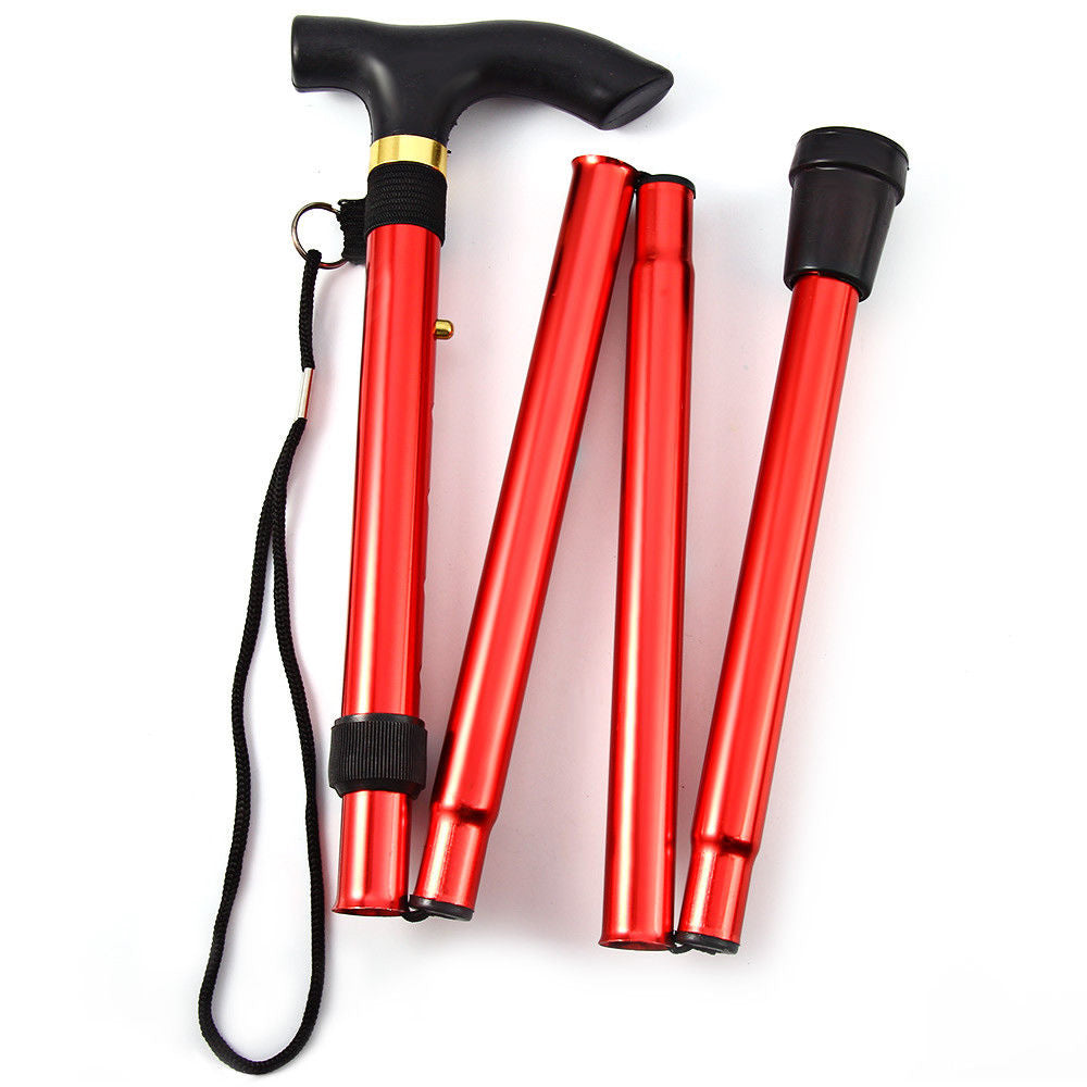 Walking Cane Aluminum Alloy Walking Stick Adjustable Folding Travel Hiking Stick Anti-Slip