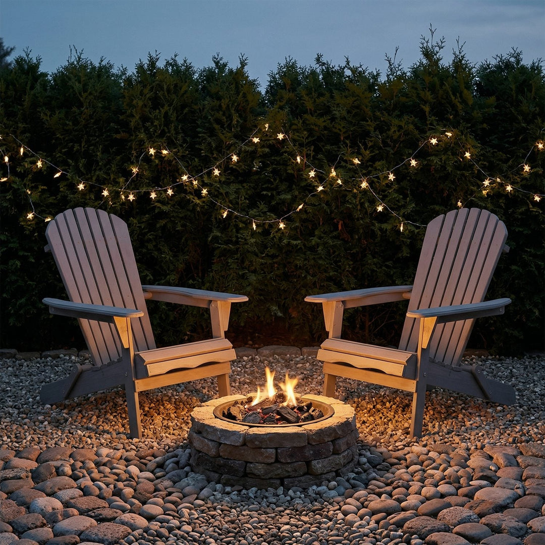 Folding Adirondack Chairs Set of 2 - Hemlock Wood Outdoor Seating