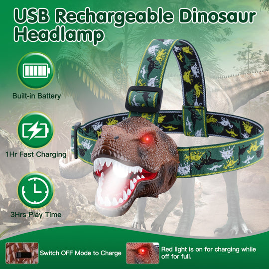 GBruno Dinosaur Headlamp Kids Headlight