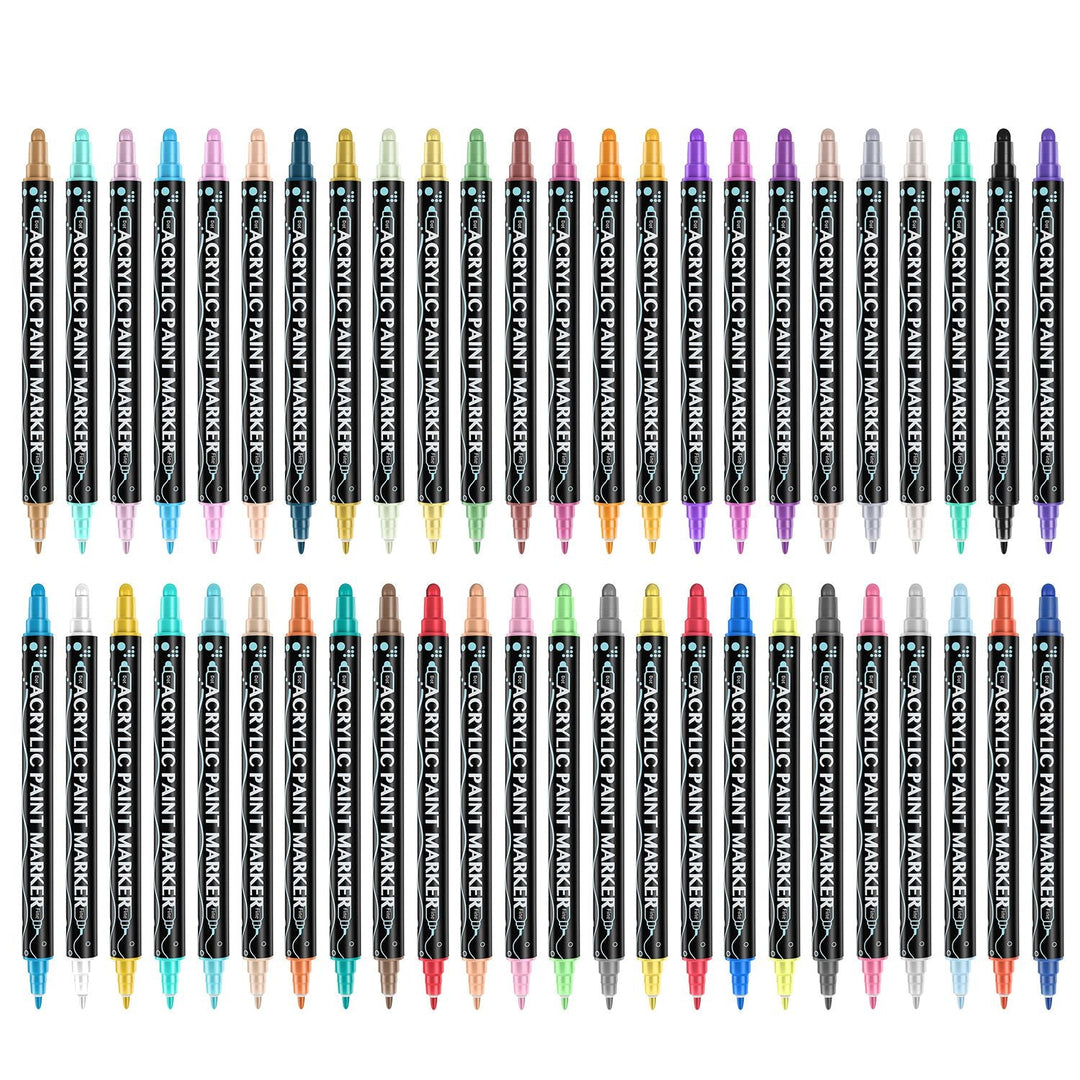 Dual Tip Acrylic Paint Markers Set - Water-Based & Quick-Dry
