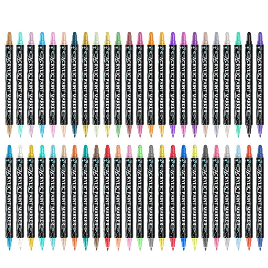Dual Tip Acrylic Paint Markers Set - Water-Based & Quick-Dry