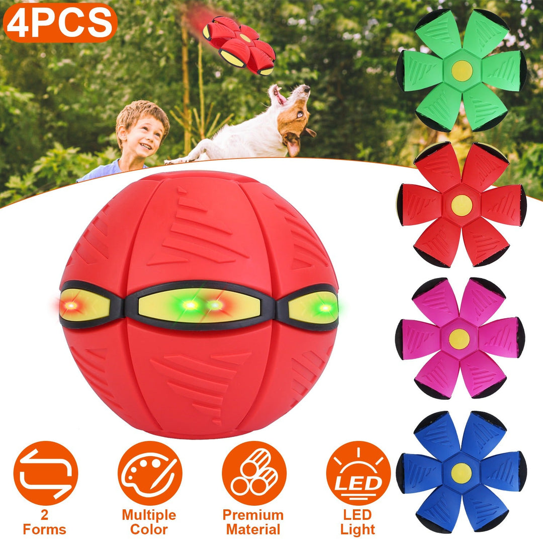 4 Pack Flying Saucer Ball Electric Colorful Flying Toy UFO Ball with LED Lights for Pet Children Outdoor Toy