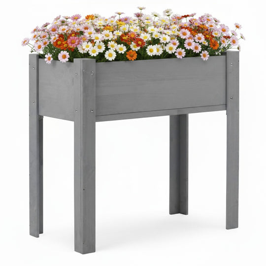 31x16x30in Elevated Raised Garden Bed with Legs, Wooden Planter Box for Outdoor Vegetable Herb Flower Fruit Growing