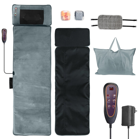 Full Body Electric Massage Mat – Heat, Vibration, Inflatable Head & Lumbar Pillows