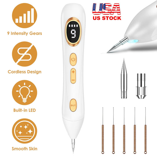 Portable Skin Tag Remover Pen with LED Light 9 Intensity Gears Cordless Rechargeable Skin Tag Removal Kit Intended for Common Warts Mole Skin Tags Gif