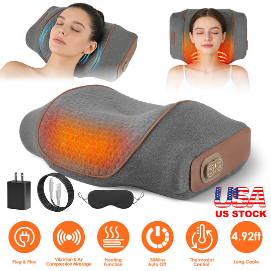 3-in-1 Neck Massager Pillow Ergonomic Massager with Heating Vibration Air Compression 30Min Timer for Neck Back Shoulder Pain Relief