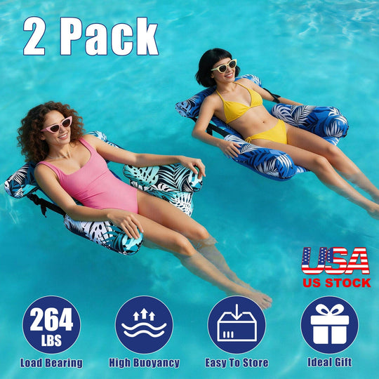 2 Pack Inflatable Pool Floats for Adult Inflatable Hammocks Floating Lounge Chairs for Party Summer Water Beach Lake Fun
