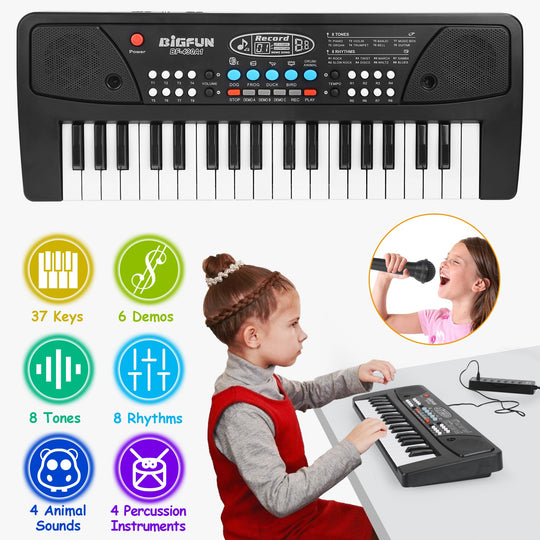 37-Key Electronic Keyboard with Microphone for Kids