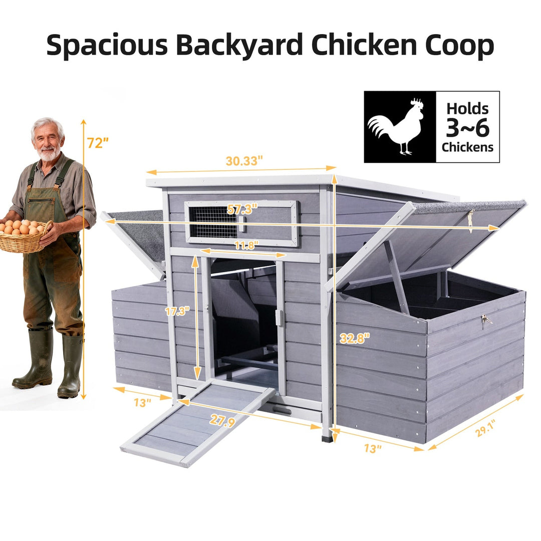 Wooden Chicken Coop for 3-6 Chickens with 6 Nesting Boxes