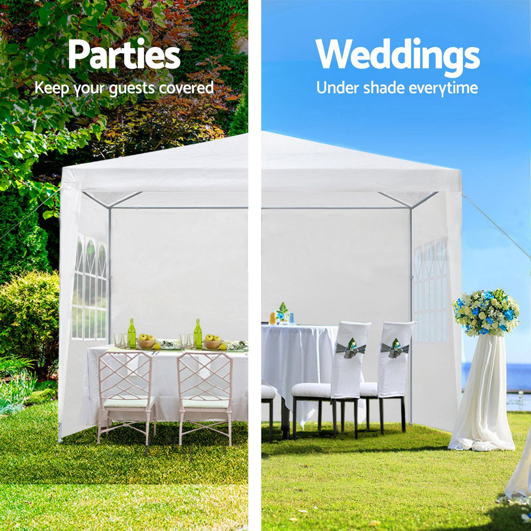 30′L × 10′W × 8.2′H Outdoor Waterproof Canopy Gazebo Patio Party Tent with 3 Window Sidewalls, 2 Zipper Walls for Weddin