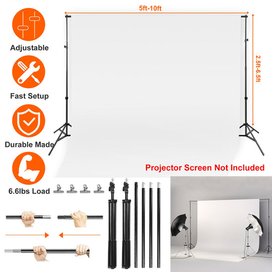 Photography Backdrop Stand 6.5x10ft Adjustable Heavy Duty