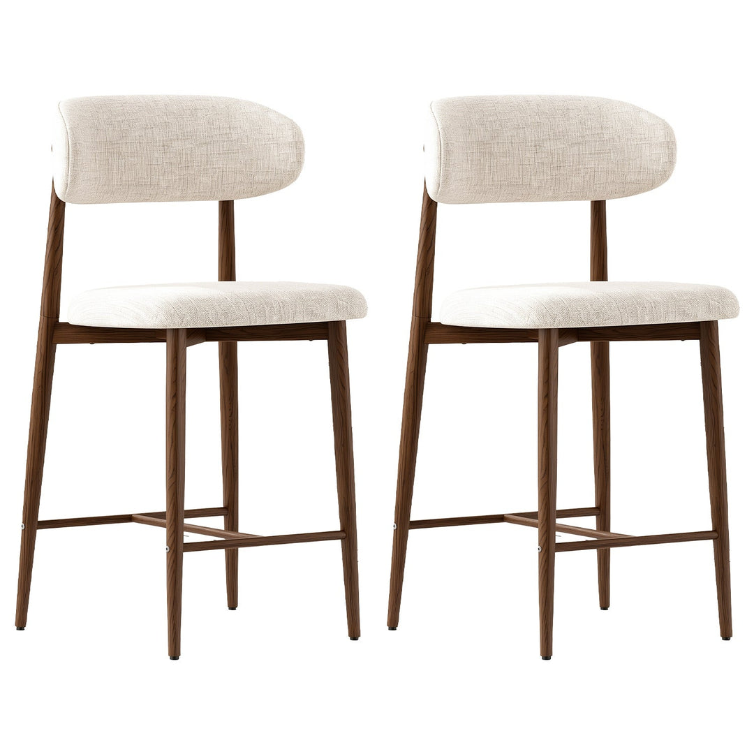 Counter Height Bar Stools Set of 2 with Curved Backrest