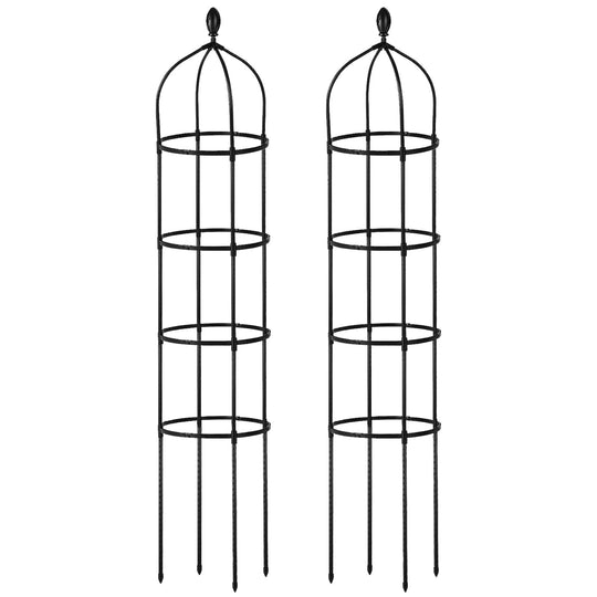 2 Packs Garden Obelisk Trellis 5.9FT Plants Tower for Climbing Plants Flower Vegetable Vine Support Rustproof Garden Plant Trellis Black