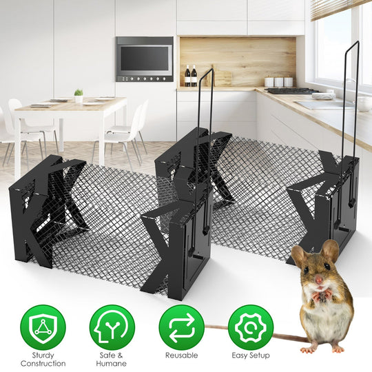 2PCS Humane Mouse Traps – Reusable Live Catch & Release Cages