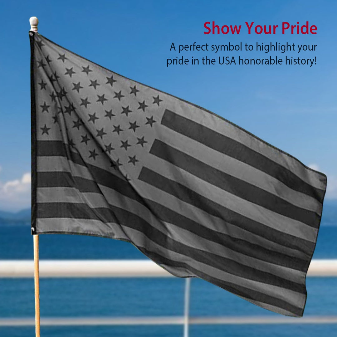 All Black American Flag 3x5FT UV Protection Black US Flag Double Side Printing Fade Resistant Black USA Flag with Brass Grommets