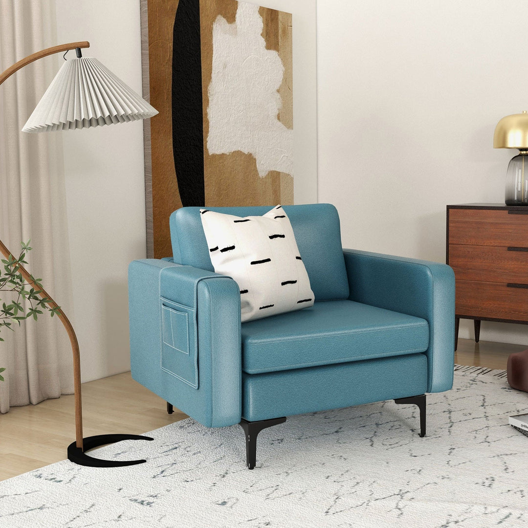 Modern Accent Armchair with Side Storage Pocket