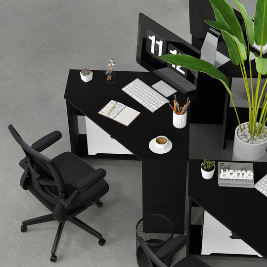 Corner Computer Desk with Storage Shelf - Triangle Design