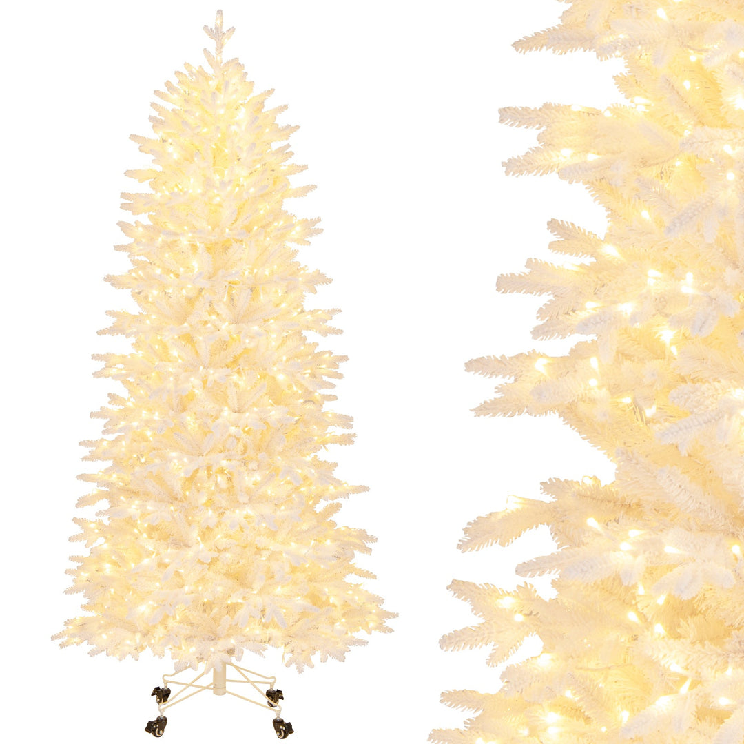 7 FT Artificial Xmas Tree with 1880 PE PVC Branch Tips for Party and Carnival
