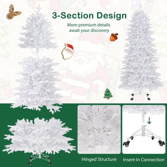 7 FT Artificial Xmas Tree with 1880 PE PVC Branch Tips for Party and Carnival