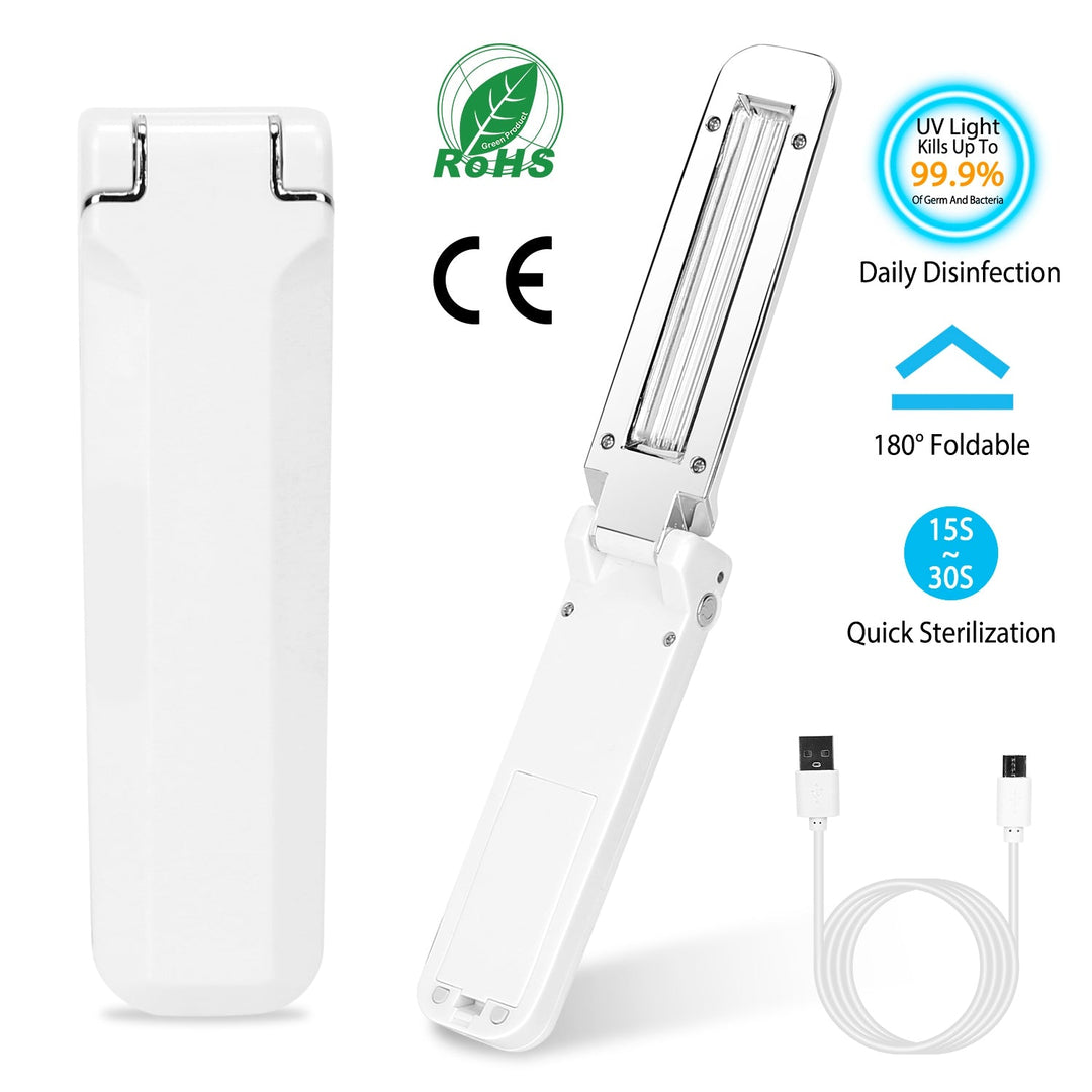 Foldable UV Sanitizer Light Handheld Germ Kill Sterilizer Wand UVC Disinfection Lamp For Tablet PC Phone Toys Wardrobe Toilet