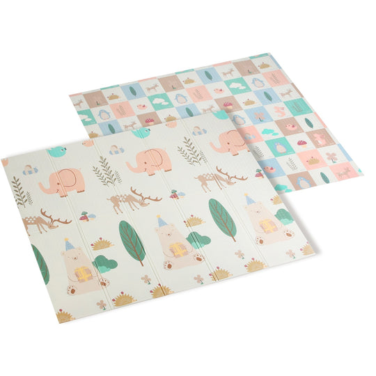 5.9x6.5FT Foldable Baby Play Mat Extra Large Waterproof Activity Playmat For Floor With Carrying Bag Reversible Foam Baby Mat For Babies Toddlers Infa