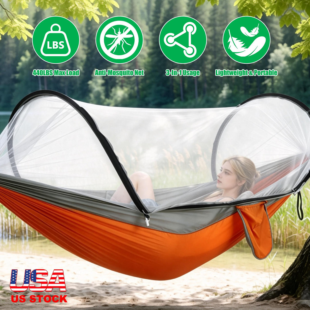 Camping Hammock with Mosquito Net - 440lbs Capacity Portable