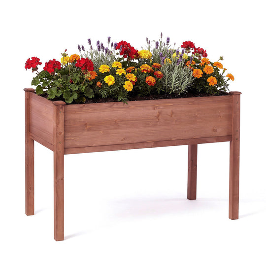 31x16x30in Elevated Raised Garden Bed with Legs, Wooden Planter Box for Outdoor Vegetable Herb Flower Fruit Growing