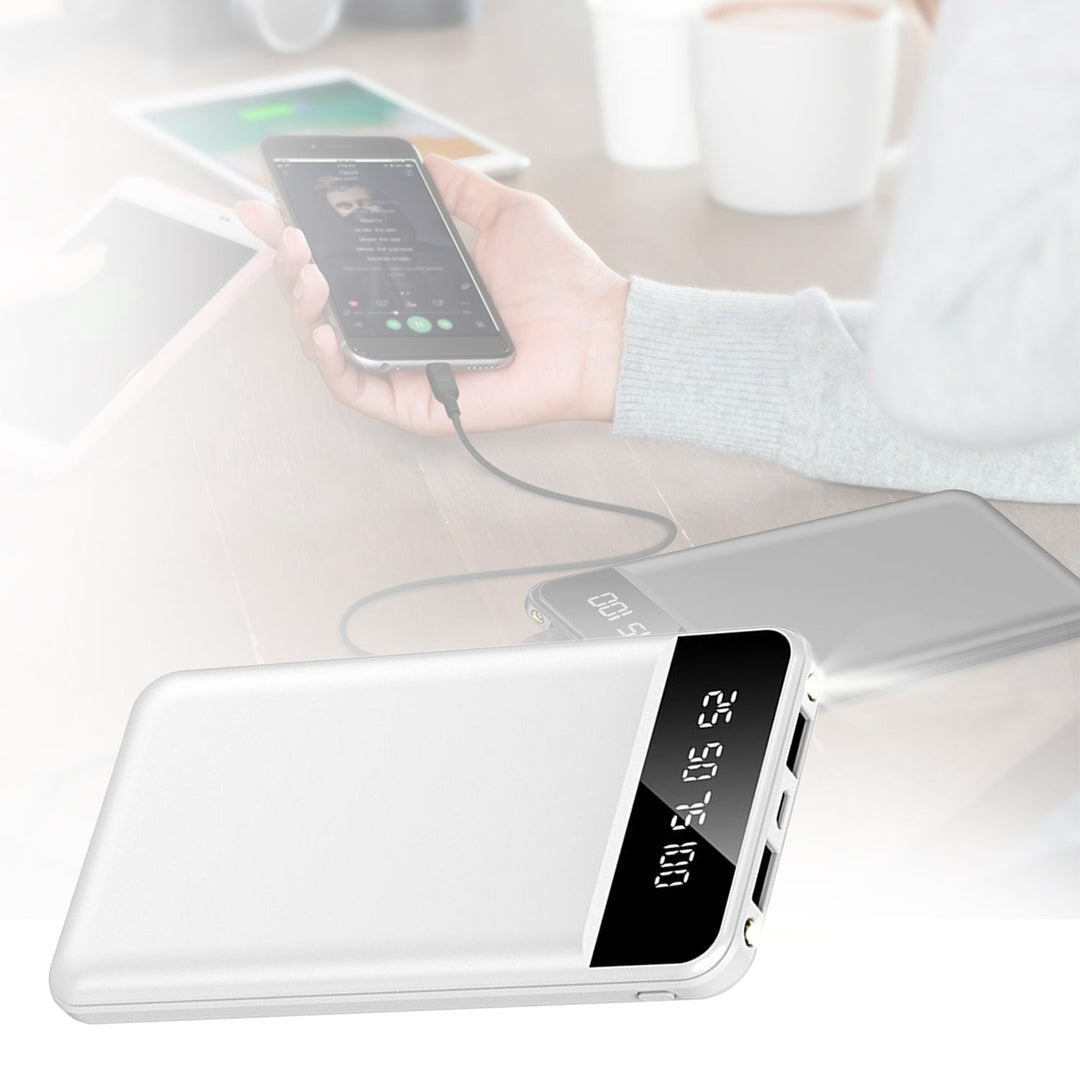 10000mAh Power Bank Portable Ultra Slim Charger External Battery Pack with 2 USB Output Ports Charging Cable LED Flashlight Compatible with IOSPhone 1