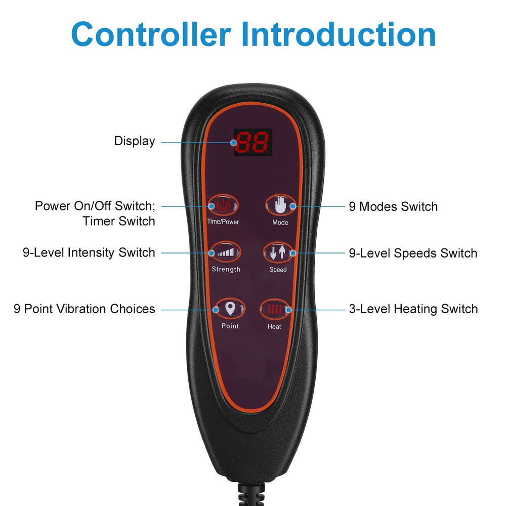 Full Body Electric Massage Mat with Heat, Vibration, and Neck & Lumbar Support Pillow