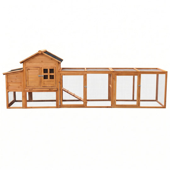 Chicken Coop with Run for 4-6 Chickens, Weatherproof Wood