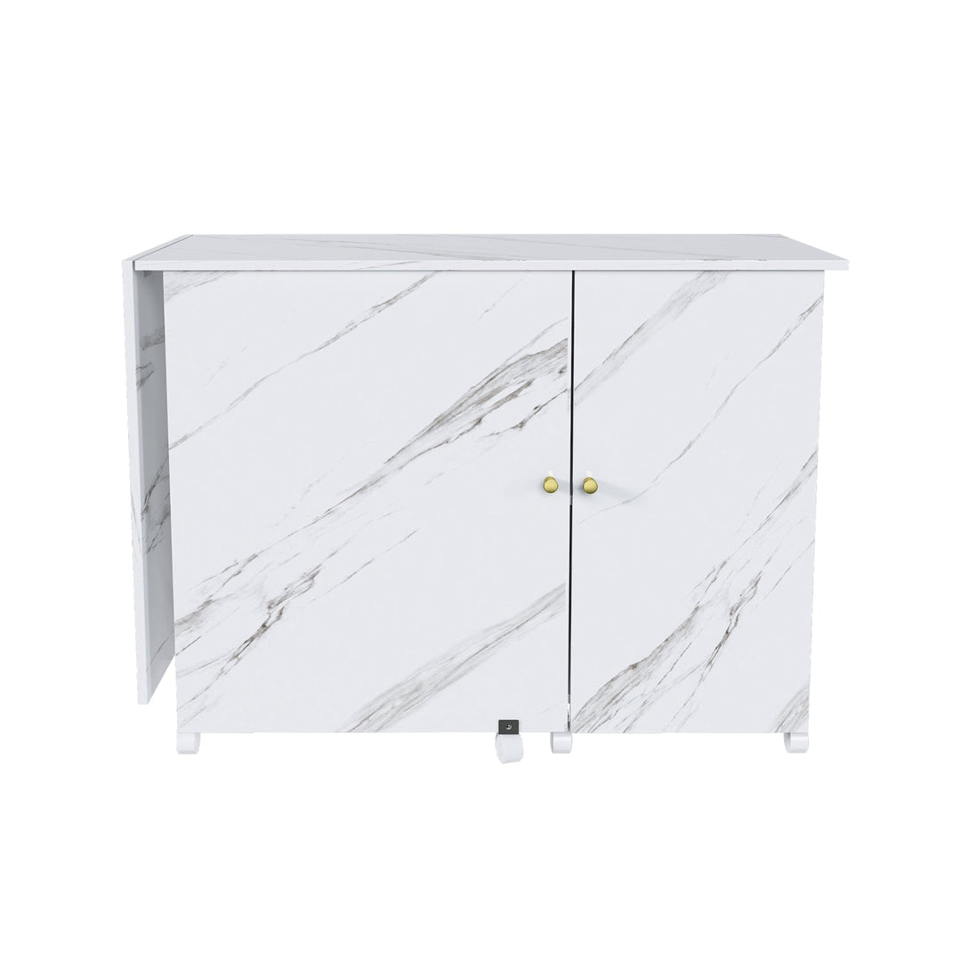 57.5" Foldable Sewing Machine Table with Storage & Casters