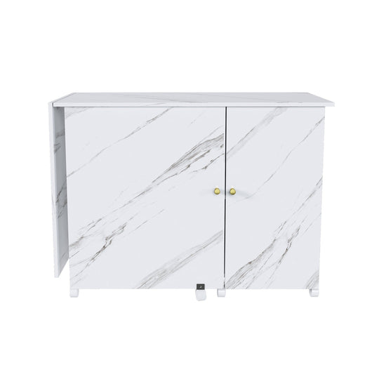 57.5" Foldable Sewing Machine Table with Storage & Casters
