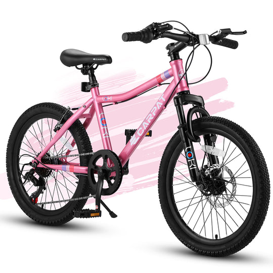 Forbidden to Sell on Temu 20 Inch Kids Mountain Bike, 7-Speed Boys Girls Bicycle with Front Suspension, Disc & V-Brake, 