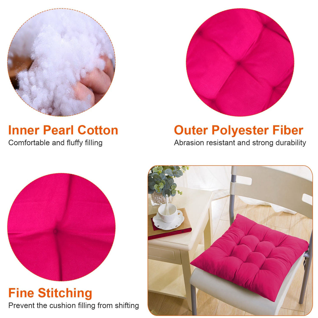 4Pcs Chair Cushion Pads Pillow 15.75x15.75x2.37in Soft Tie On Square Sitting Mats For Home Office Car Sitting Travel