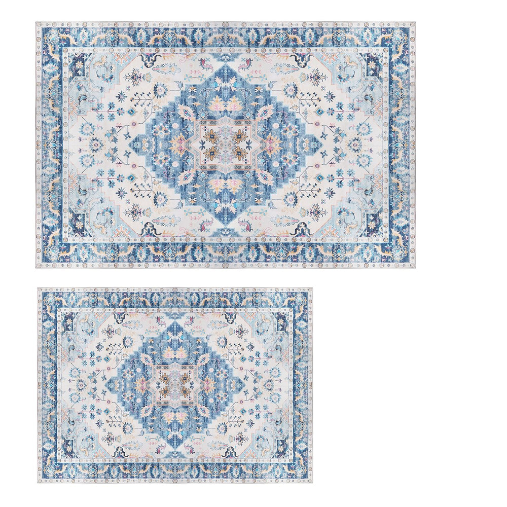 8x10FT VintageÊArea Rug Modern Non Slip Carpet Boho Low Pile Soft Rug Waterproof Machine Washable Rug for Living Room BedroomÊKitchen Dining Room Unde