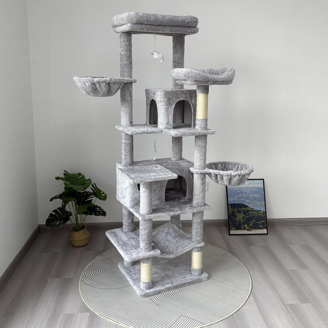 68-Inch Multi-Level Cat Tree with Hammocks & Scratching Posts