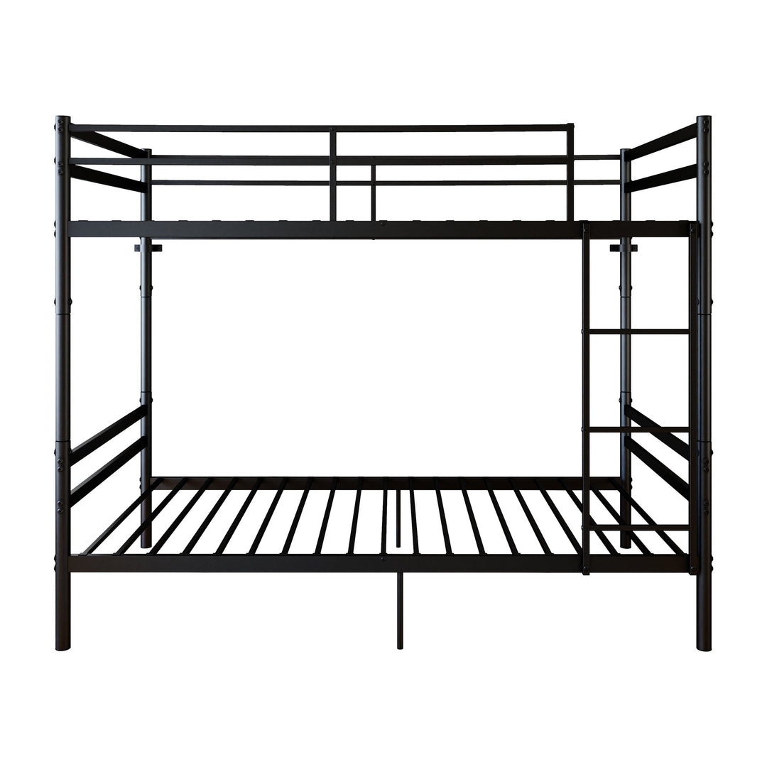 Twin Over Twin Metal Bunk Bed with Ladder and Guardrails