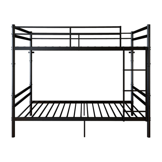 Twin Over Twin Metal Bunk Bed with Ladder and Guardrails