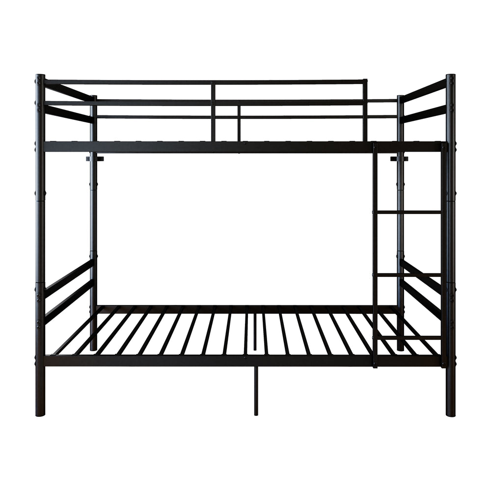 Twin Over Twin Metal Bunk Bed with Ladder and Guardrails