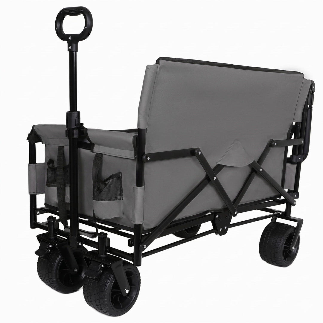 Folding Wagon Cart with Bench Seat & Canopy, 500lbs Capacity
