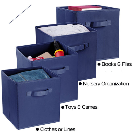 iMounTEK 4 Pack Foldable Storage Cube Bins Cloths Closet Space Organizer Basket Shelves Box for Clothes Toys Books Cabinet