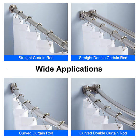 12 Sets of Shower Curtain Hooks Rustproof Stainless Steel Hooks for Shower Rods Smoothly Glide Hooks for Bathroom Bathtubs Closets Window Curtain