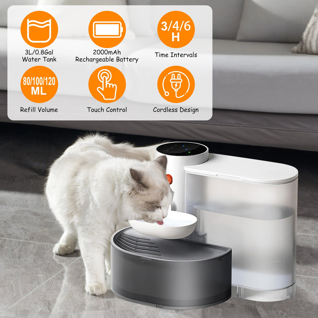 GBruno 3L Cordless Pet Water Fountain with Timer