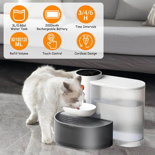 GBruno 3L Cordless Pet Water Fountain with Timer