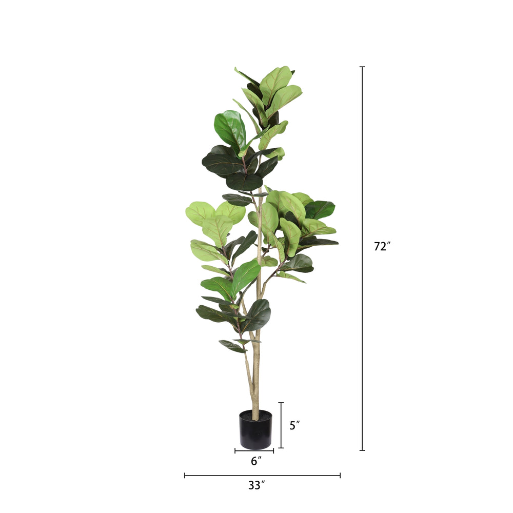 6FT Artificial Fiddle Leaf Fig Tree, Realistic Faux Fiddle Leaf Fig Plant with Fabric Leaves & Plastic Branches, Low Mai