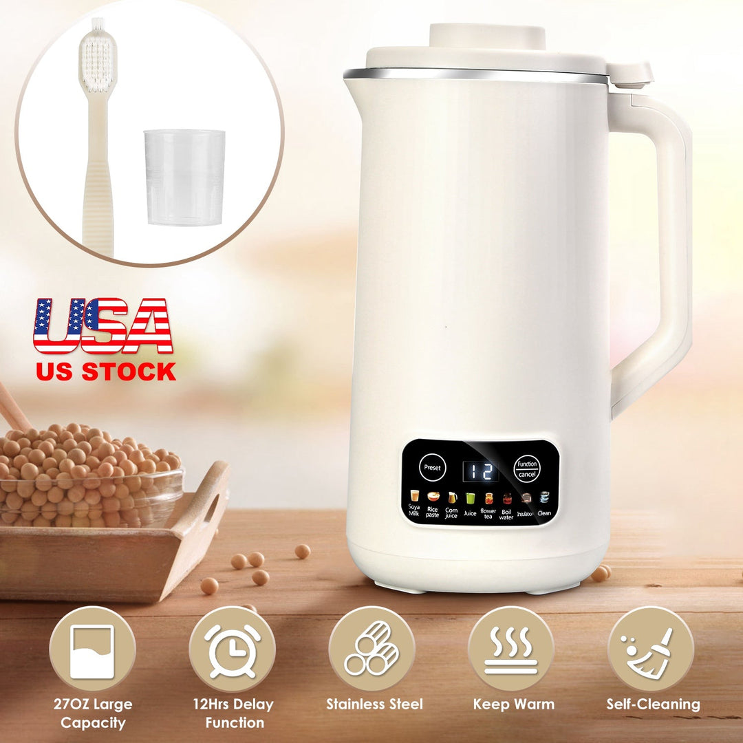 27OZ Nut Milk Maker with 12Hours Delay Function Self-Cleaning Keep Warm Automatic Soy Milk Maker Machine for Homemade Soya Milk Rice Paste Juice Corn