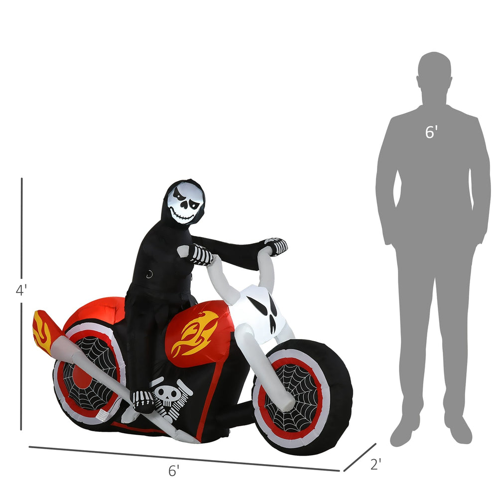 Halloween Inflatable Grim Reaper on Motorcycle with LED Lights
