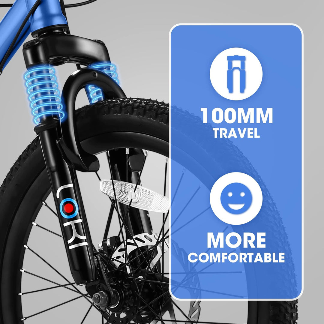 Forbidden to Sell on Temu 20 Inch Kids Mountain Bike, 7-Speed Boys Girls Bicycle with Front Suspension, Disc & V-Brake, 
