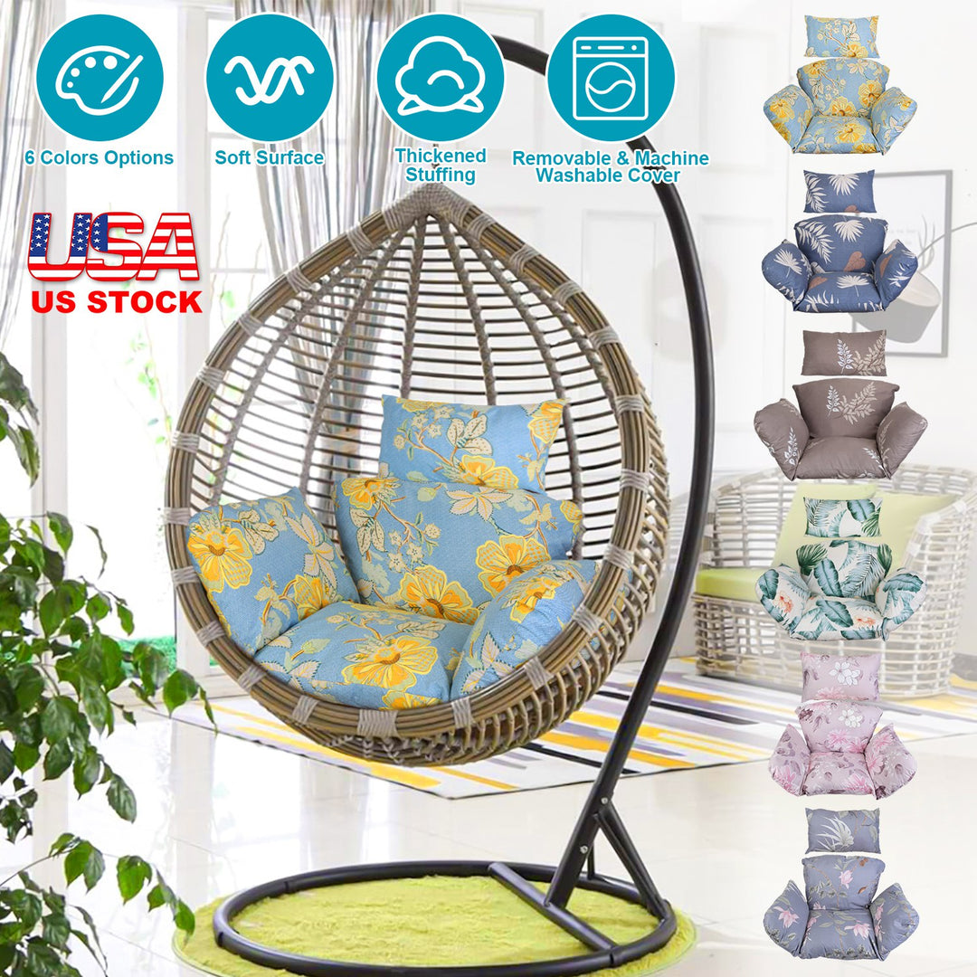 Egg Chair Cushion with Headrest - Thick Padded Hanging Seat